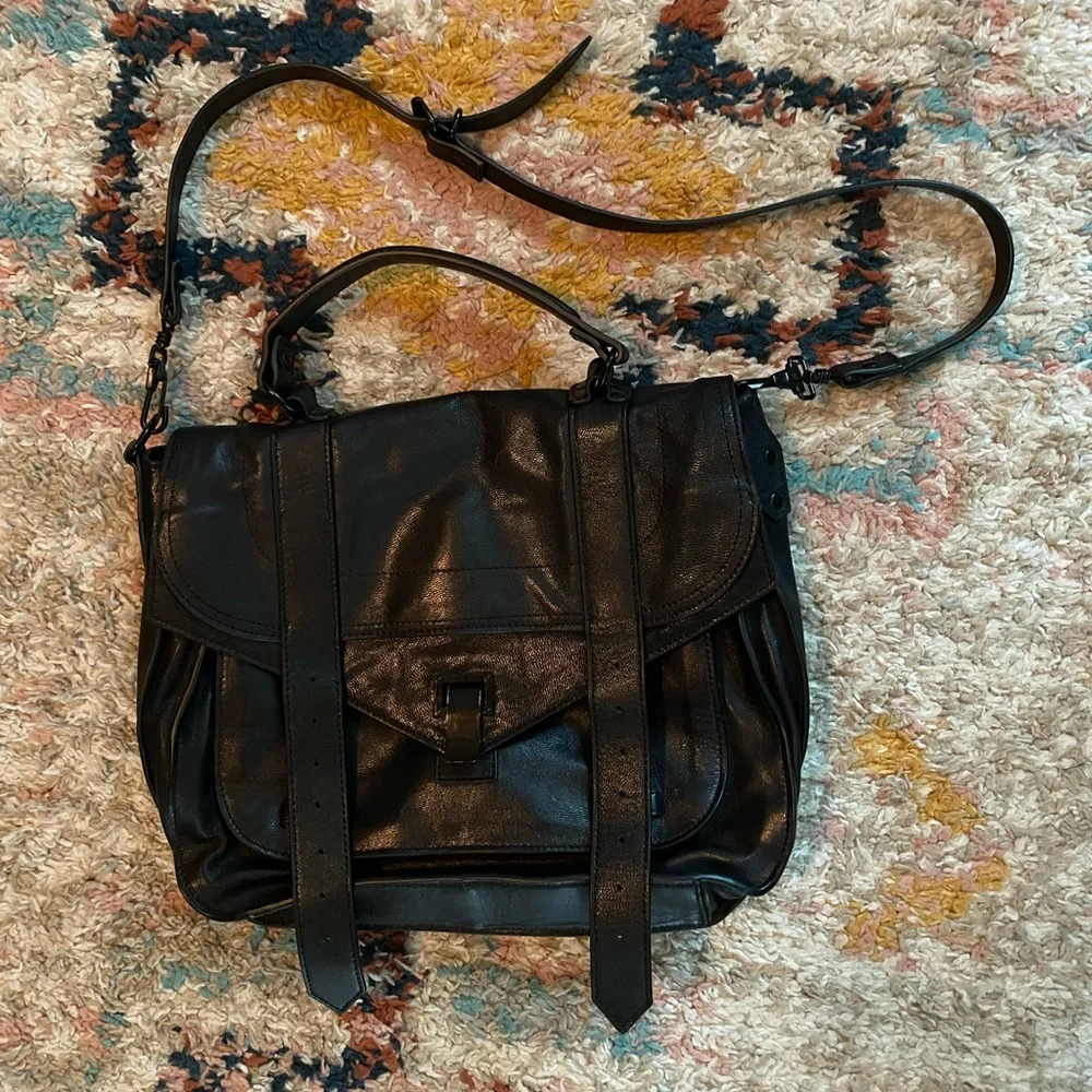Black Leather Satchel Handbag - Women Bags